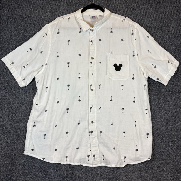 Junk Food Clothing Other - Junk Food X Disney‎ Mickey Mouse Short Sleeve Button Up Mens XXL White Palm Tree